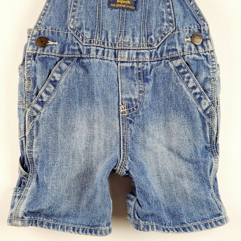 OshKosh Bgosh Vestbak Infant Boys Denim Jean Carpenter Overall Shorts 12 Months - Picture 3 of 10